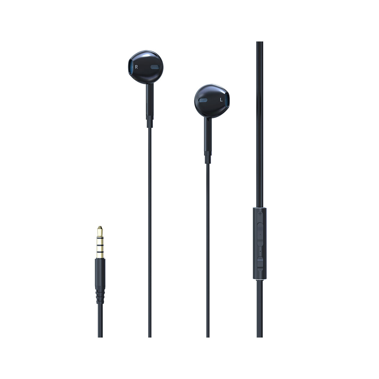 Casti Stereo 3.5 mm Lemontti Ripple Negru (handsfree - telecomanda, microfon)