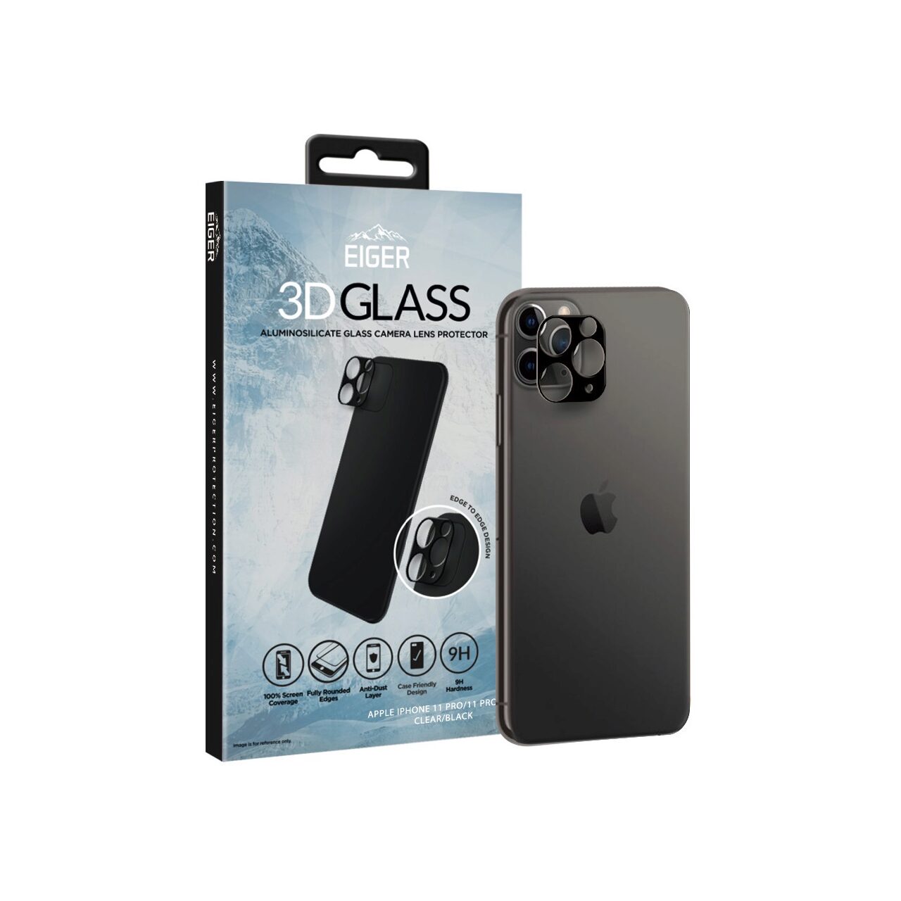 Lentile Camera iPhone 11 Pro / Pro Max Eiger 3D Glass Clear Black