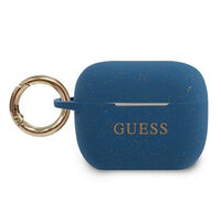Husa Airpods Pro Guess Silicon Glitter Albastru