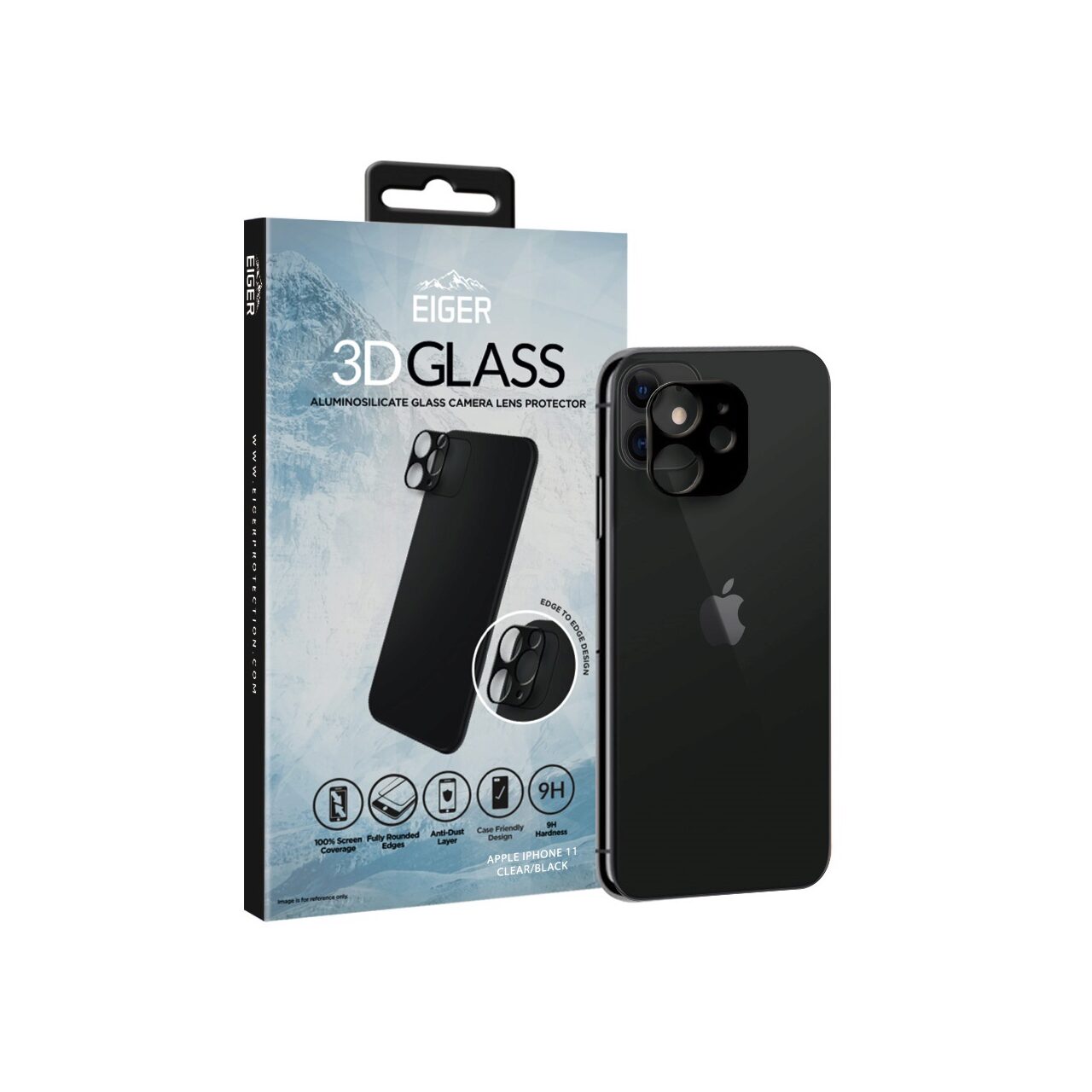 Lentile Camera iPhone 11 Eiger 3D Glass Clear Black