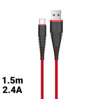 Cablu Type-C Devia Fish Red (1.5m, impletitura nylon, 2.4A)