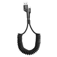 Cablu USB la Type-C Baseus Fish Eye Spring Data Black (1m, 2A, impletitura textila)