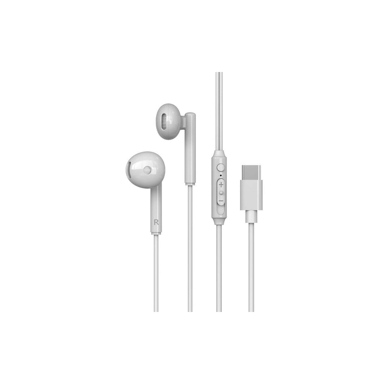 Casti Stereo Type-C Lemontti Ripple Alb