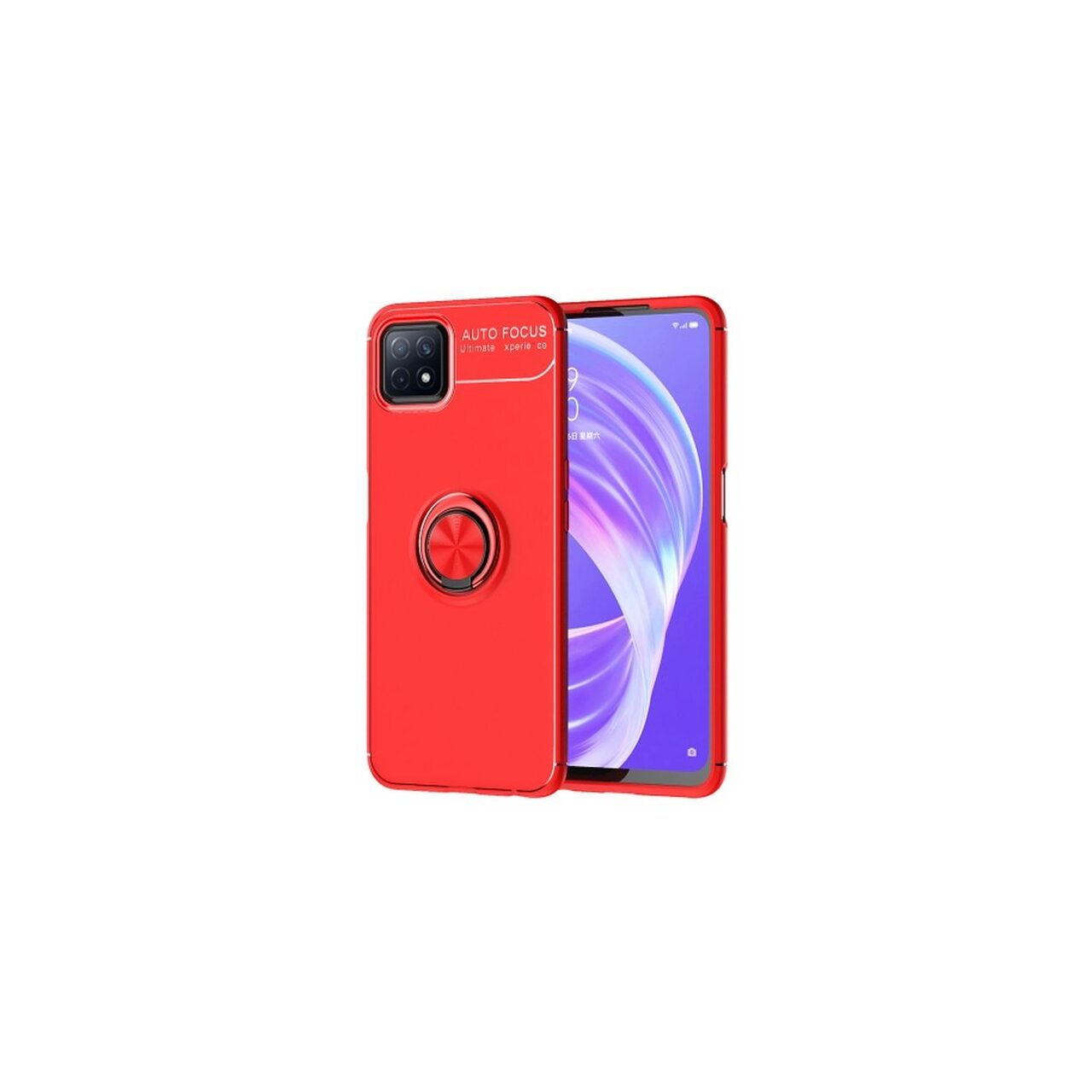 Husa Oppo A72 5G Lemontti Metal Ring Holder Red