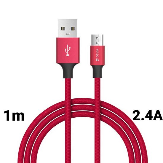 Cablu MicroUSB Devia Pheez Series Red 1m