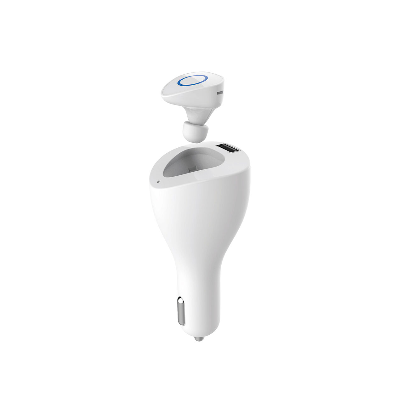 Casca Bluetooth Devia Vortex White (cu incarcator auto 2.1A)
