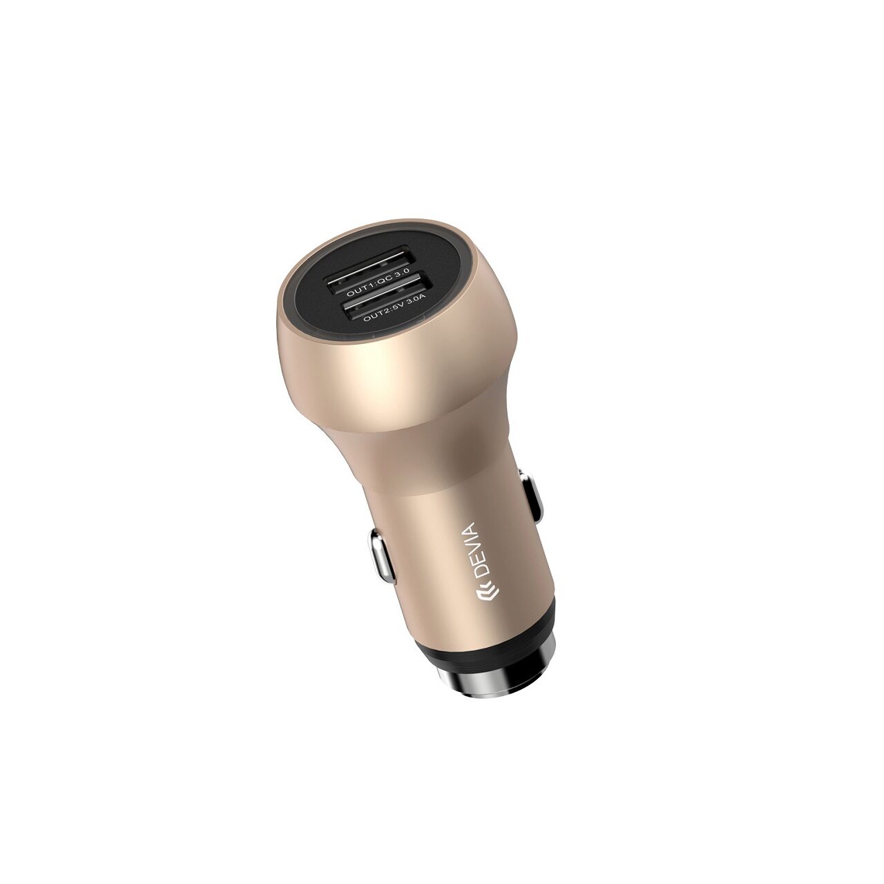 Incarcator Auto Qualcomm 3.0 3A Devia Hammer Dual USB Champagne Gold