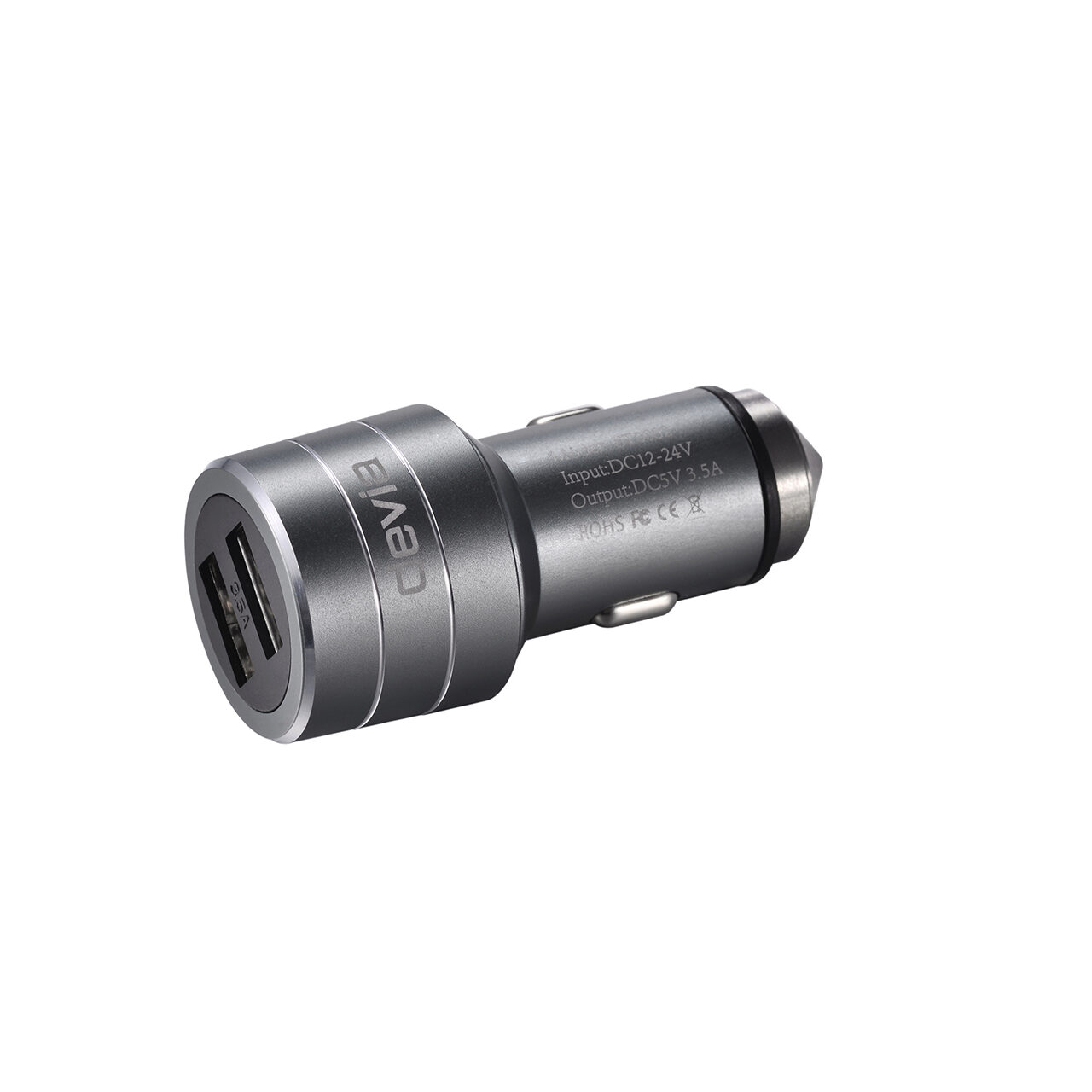 Incarcator Auto 3.5A Devia Battle Dual USB True Black - Emergency Hammer