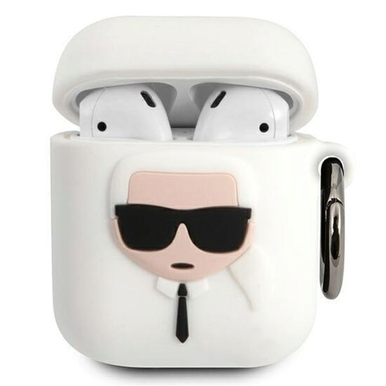Husa Airpods Generation 1/2 Karl Lagerfeld Karl's Head Alb