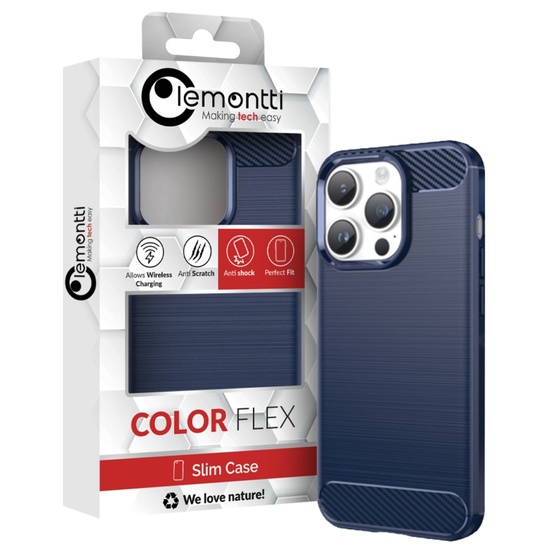 Lemontti Husa Carbon Case Flexible iPhone 14 Pro Albastru