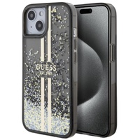 Guess Husa Liquid Glitter Gold Stripe iPhone 15 Negru