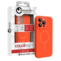 Lemontti Husa Liquid Silicon MagCharge iPhone 15 Pro Max Portocaliu Neon (protectie 360°, material fin, captusit cu microfibra)