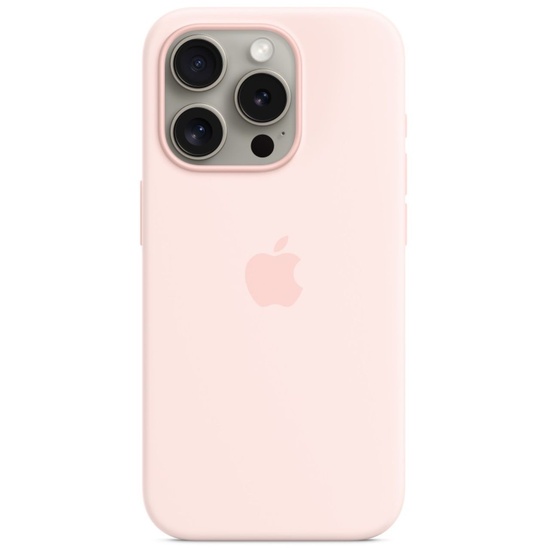 Apple Husa Originala Silicon iPhone 15 Pro, MagSafe, Light Pink