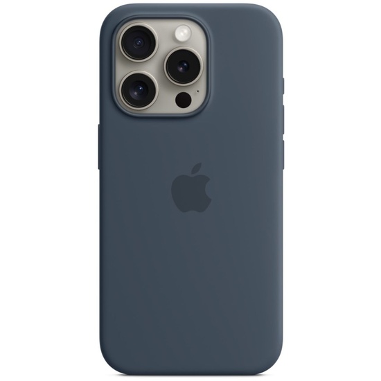 Apple Husa Originala Silicon iPhone 15 Pro, MagSafe, Storm Blue