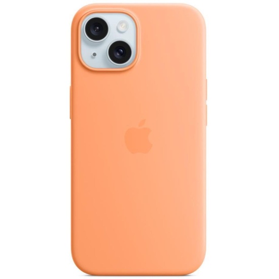 Apple Husa Originala Silicon iPhone 15 Plus, MagSafe, Orange Sorbet