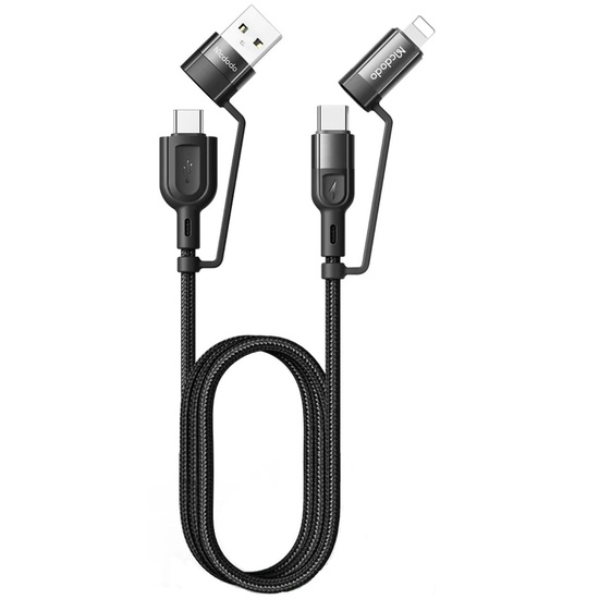 Mcdodo Cablu 4 in 1 USB-A/Type-C la Lightning/Type-C, PD Fast Charging, 60W, 1.2m, Negru