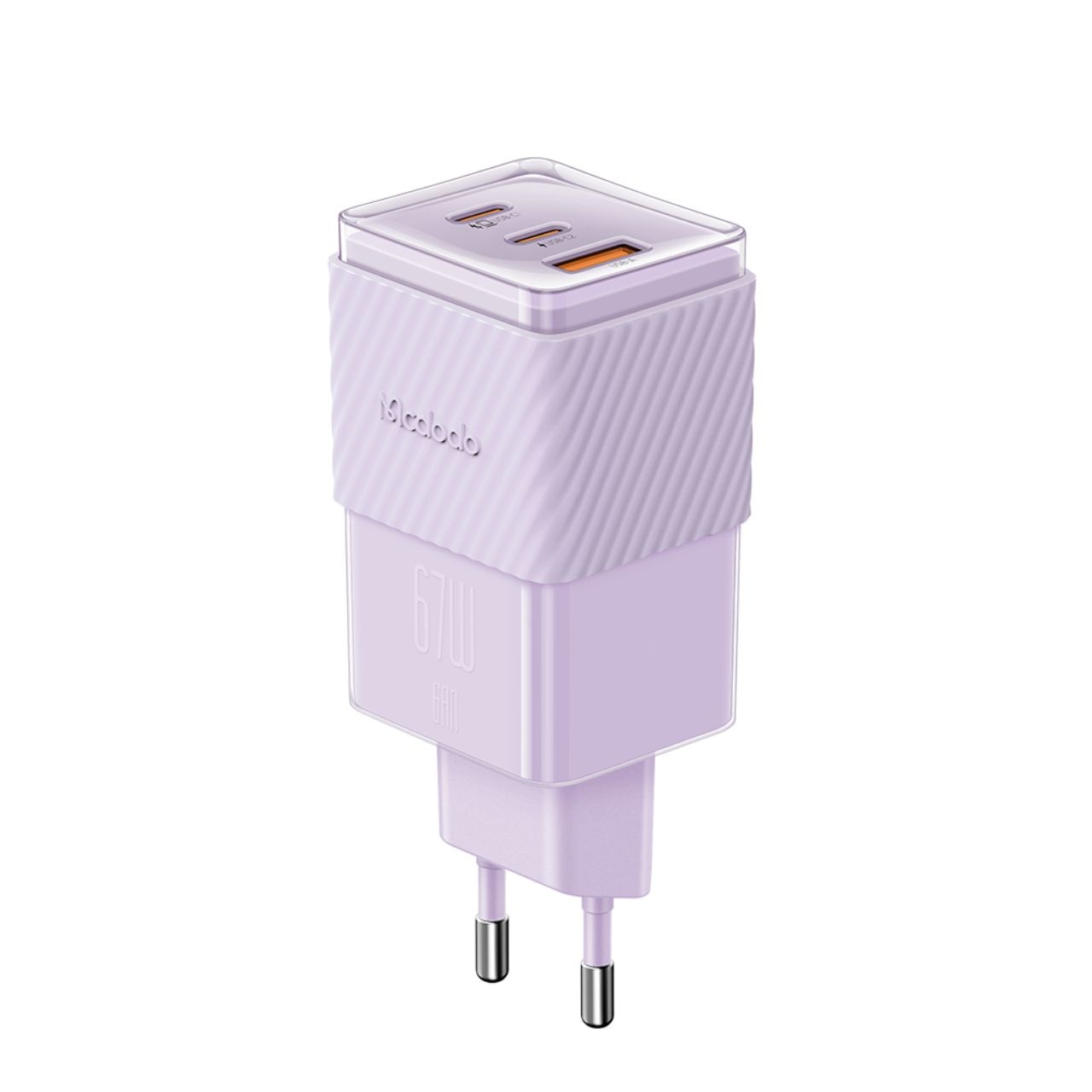 Mcdodo Incarcator Retea Port 2xType-C si 1xUSB-A Dichromatic GaN5 Mini, Fast Charging PD 67W, Mov