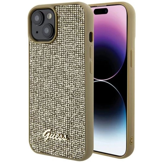 Guess Husa Square Mirror Script Logo iPhone 15 Auriu