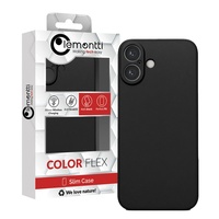 Lemontti Husa Silicon Soft Slim iPhone 16 Negru (material mat si fin, captusit cu microfibra)