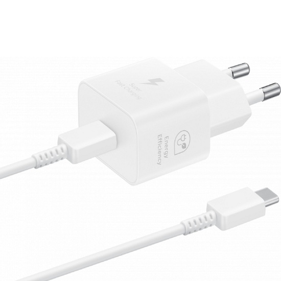Samsung Set Incarcator Original Retea Super Fast Charging port USB Type-C, 25W, cablu Type-C - Type-C inclus, 1m, Alb