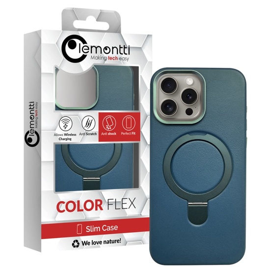 Lemontti Husa Piele MagSafe cu inel stand iPhone 16 Pro Max Verde