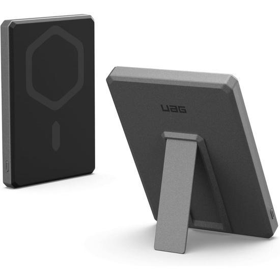 UAG Acumulator extern Slim Magnetic 5.000mAh, 20W,  cablu Type-C, Wireless, cu stand, Black / Grey