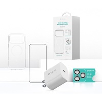 Devia Set 4 in 1 iPhone 17 Pro Incarcator retea GaN PD 30W + husa silicon Magsafe + folie sticla Military-Grade cu aplicator + folie sticla camera