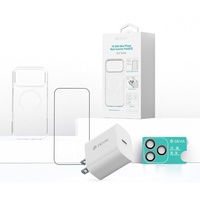 Devia Set 4 in 1 iPhone 17 Pro Max Incarcator retea GaN PD 30W + husa silicon Magsafe + folie sticla Military-Grade cu aplicator + folie sticla camera