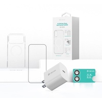 Devia Set 4 in 1 iPhone 17 Incarcator retea GaN PD 30W + husa silicon Magsafe + folie sticla Military-Grade cu aplicator + folie sticla camera