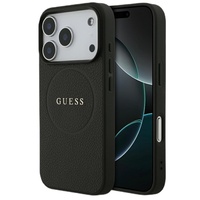 Guess Husa Grained Gold Ring MagSafe iPhone 17 Pro Negru