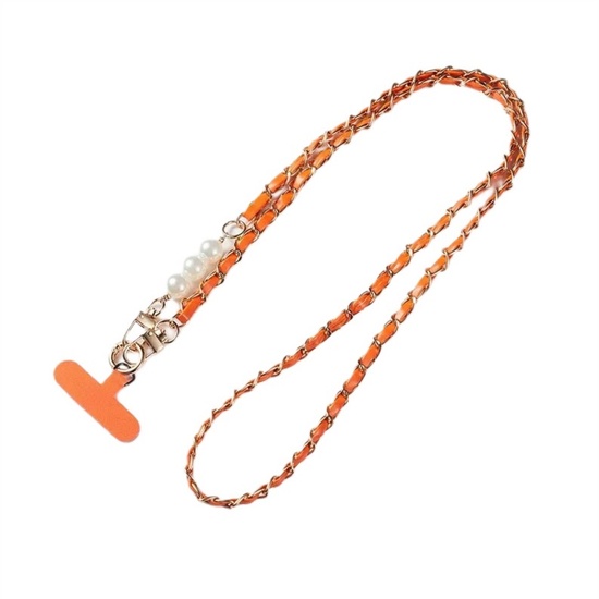 Lemontti Snur telefon cu perle, 120cm, Portocaliu