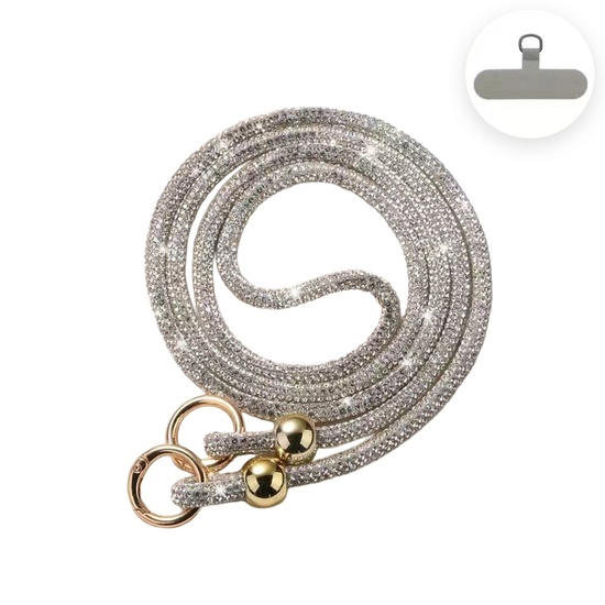 Lemontti Snur telefon cu cristale, 120cm, Alb