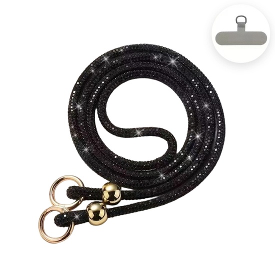 Lemontti Snur telefon cu cristale, 120cm, Negru