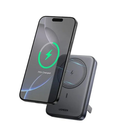 Ugreen Acumulator extern Magnetic Wireless, 10.000mAh, 20W, cu stand, Grey