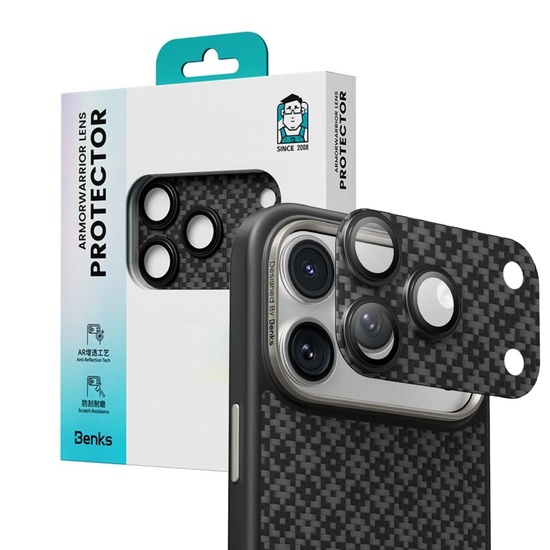 Benks Folie Sticla Camera Armor Warrior Kevlar iPhone 17 Pro Negru 
