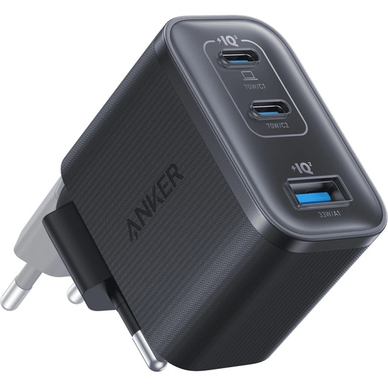 Anker Incarcator Retea Nano Fast Charging, 70W, 1 x USB-A, 2 x USB-C, Negru