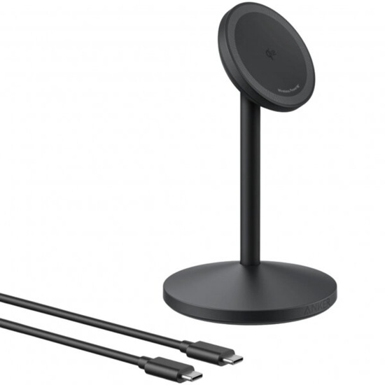 Anker Incarcator Wireless MagGo Stand Qi2 15W rotire de 360 grade, cablu USB-C inclus de 150 cm,Negru