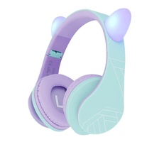PowerLocus Casti pentru copii, Wireless, P2 Kids Cat Ears, Purple/Teal