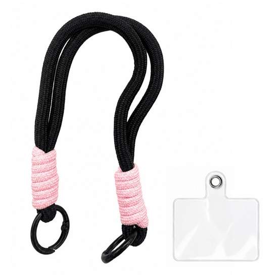 Lemontti Snur de mana pentru telefon Braided, 26cm, Negru / Roz