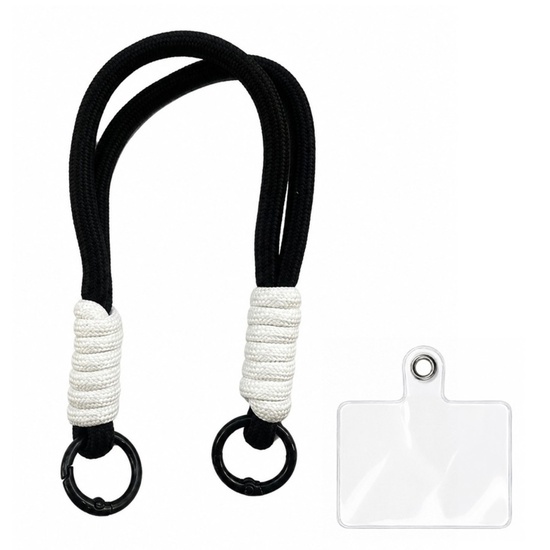 Lemontti Snur de mana pentru telefon Braided, 26cm, Negru / Alb