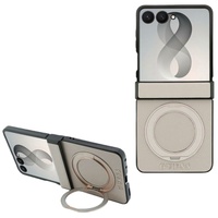 Guess Husa Magnetic Ring Stand Grained Classic Logo Samsung Galaxy Z Flip8 Bej