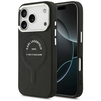 Karl Lagerfeld Husa Leather EMB. Ring with Karl RSG Logo MagSafe iPhone 18 Pro / 17 Pro Black