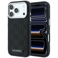 Karl Lagerfeld Husa Grained Leather Mono Resin Logo MagSafe iPhone 18 Pro / 17 Pro Black