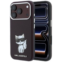 Karl Lagerfeld Husa Smooth Leather Choupette Sketch MagSafe iPhone 18 Pro / 17 Pro Burgundy