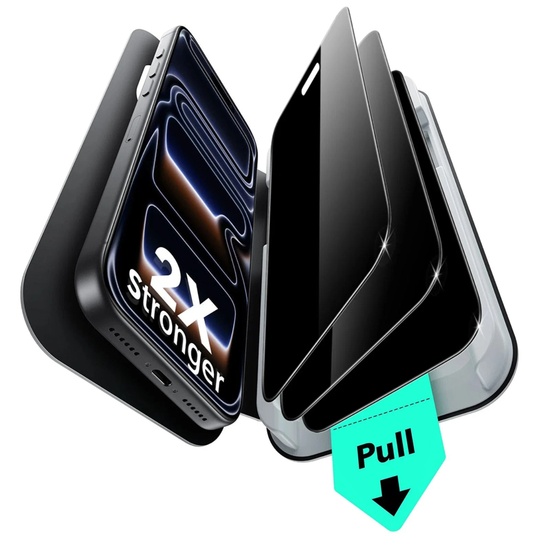 Esr Pachet 3 buc Folie Sticla Privacy UltraFit iPhone 18 Pro Black, cu aplicator inclus