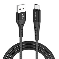Lemontti Cablu Bending Aluminum Fast Charge USB-A la Type-C, 2m, Negru