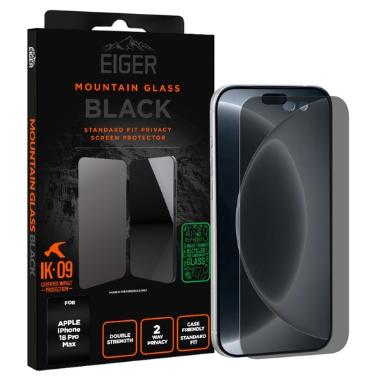Eiger Folie Sticla Privacy Mountain Glass GRS iPhone 18 Pro Max Black