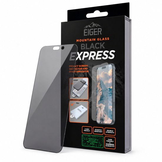 Eiger Folie Sticla Privacy Mountain GRS Express iPhone 18 Pro, cu aplicator inclus, Black