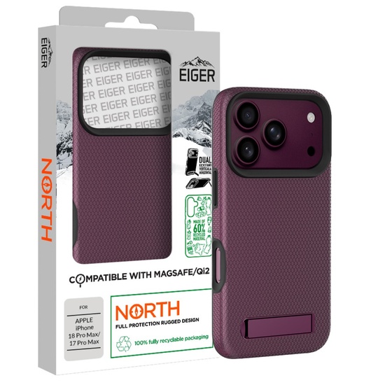 Eiger Husa North Stand Magsafe GRS iPhone 18 Pro Max / 17 Pro Max Dark Cherry