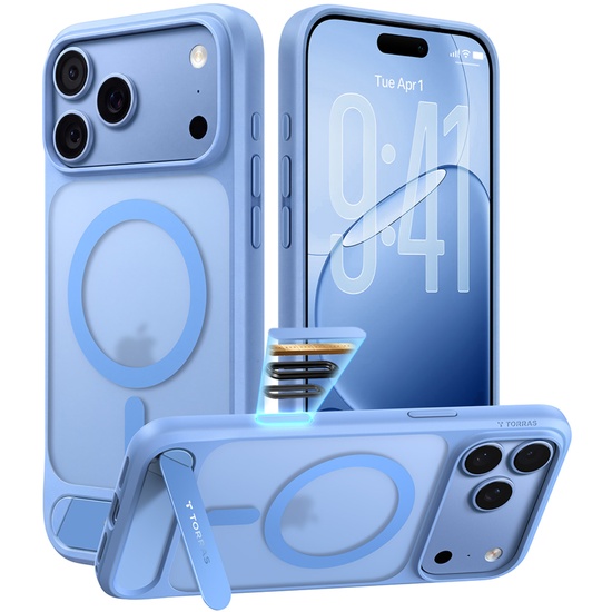 Torras Husa Ostand L1 Guardian MagSafe iPhone 18 Pro / 17 Pro Blue